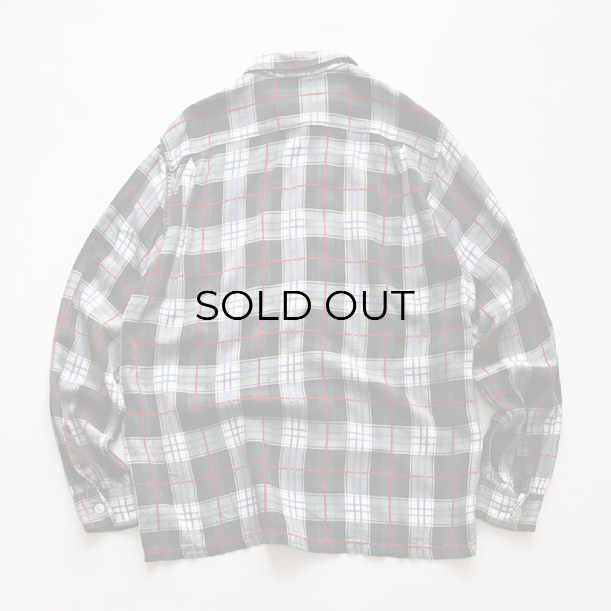 画像2: 〜60's UNKNOWN BRAND RAYON CHECK OPEN COLLAR BOX SHIRT (2)