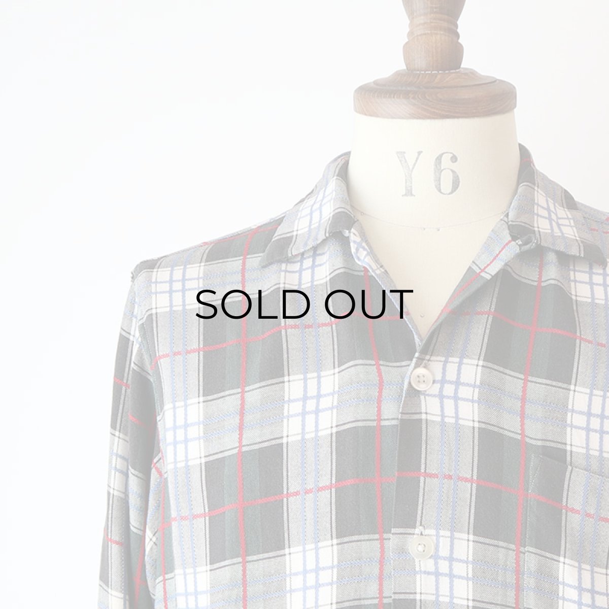 画像9: 〜60's UNKNOWN BRAND RAYON CHECK OPEN COLLAR BOX SHIRT (9)