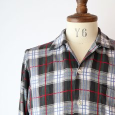 画像9: 〜60's UNKNOWN BRAND RAYON CHECK OPEN COLLAR BOX SHIRT (9)