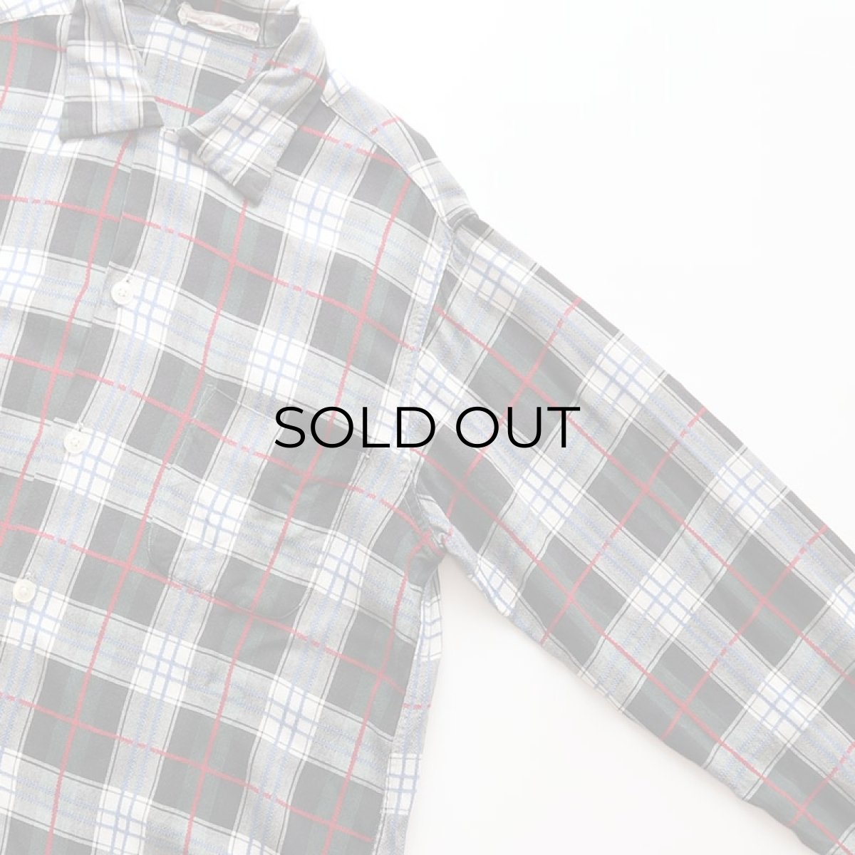 画像3: 〜60's UNKNOWN BRAND RAYON CHECK OPEN COLLAR BOX SHIRT (3)