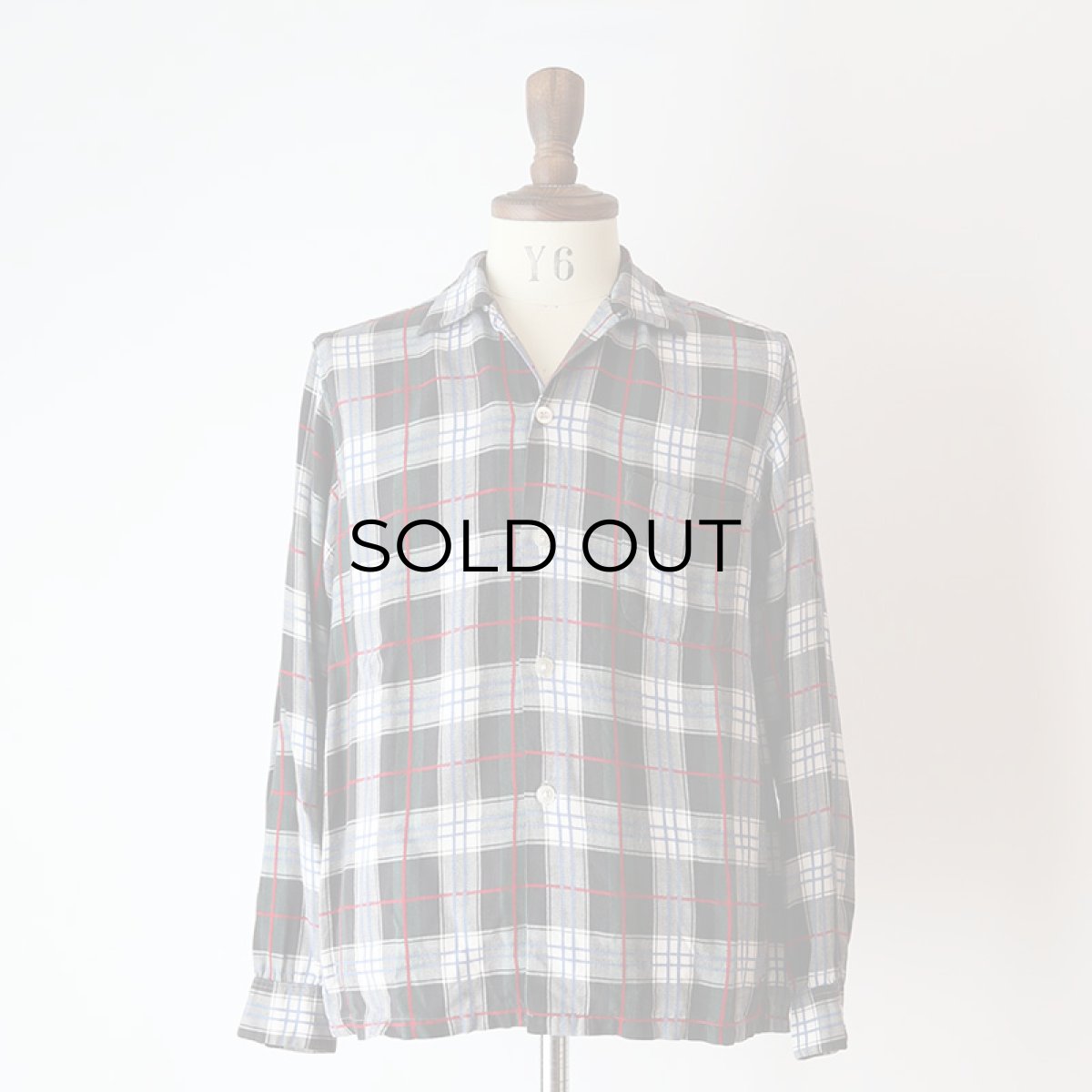 画像12: 〜60's UNKNOWN BRAND RAYON CHECK OPEN COLLAR BOX SHIRT (12)