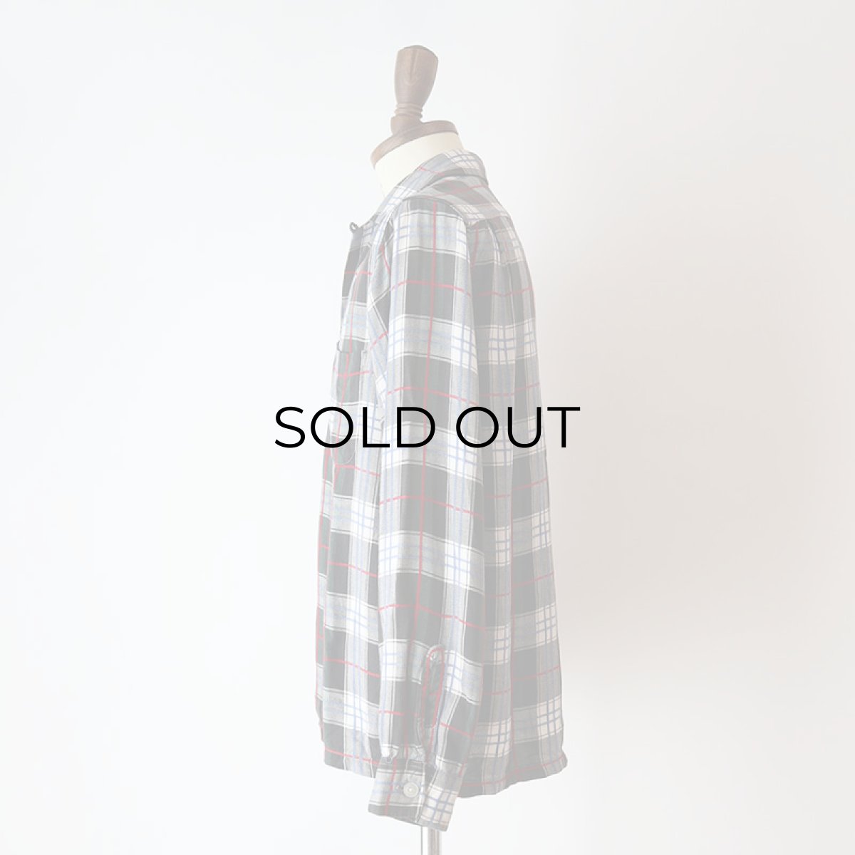 画像13: 〜60's UNKNOWN BRAND RAYON CHECK OPEN COLLAR BOX SHIRT (13)