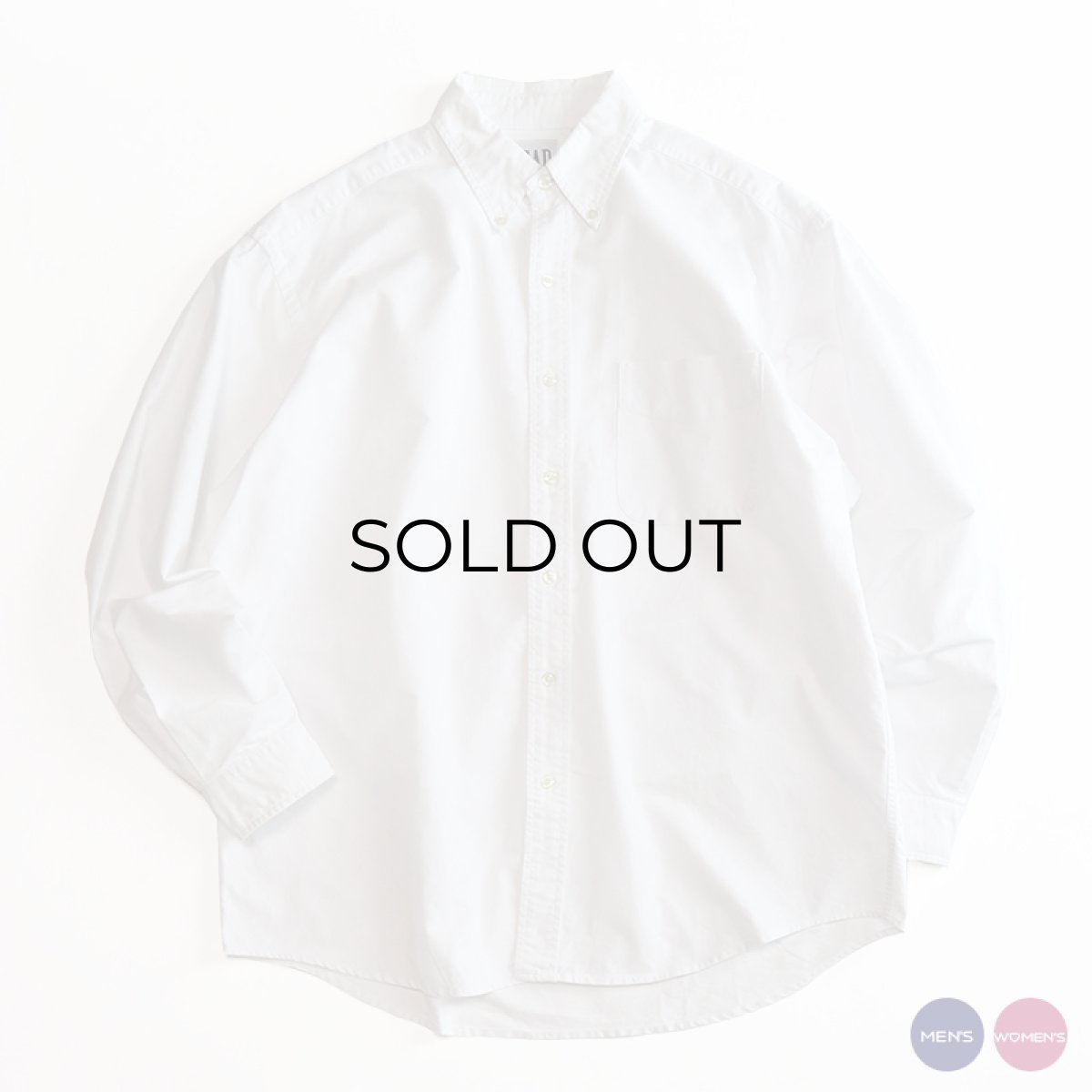 画像1: 90's GAP WHITE COTTON OXFORD B/D SHIRT (1)