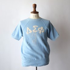 画像7: 〜60's UNKNOWN BRAND COTTON FLOCK PRINT S/S CREW NECK SWEAT "ΔΣΦ" (7)