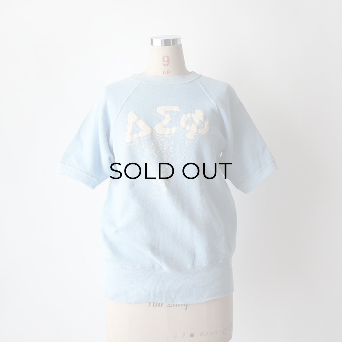 画像10: 〜60's UNKNOWN BRAND COTTON FLOCK PRINT S/S CREW NECK SWEAT "ΔΣΦ" (10)