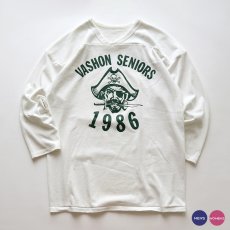 画像1: 80's RUSSELL W-PRINT CROPPED SLEEVE V NECK FOOTBALL TEE "VASHON SENIORS 1986" (1)