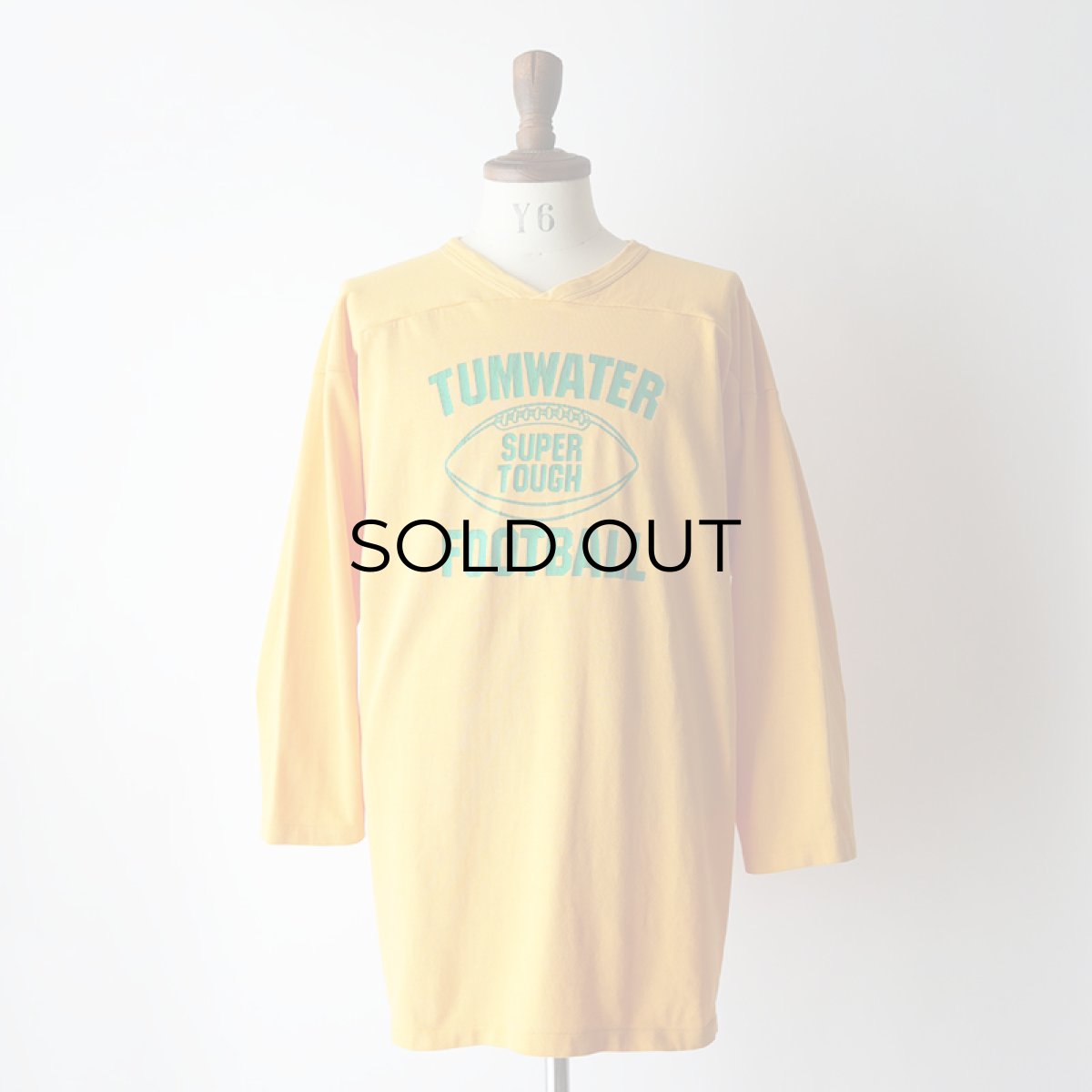 画像13: 70's RUSSELL W-PRINT CROPPED SLEEVE V NECK FOOTBALL TEE "TUMWATER FOOTBALL" (13)