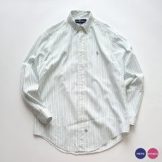 画像1: 90's Ralph Lauren COTTON BROAD STRIPE B/D SHIRT (1)
