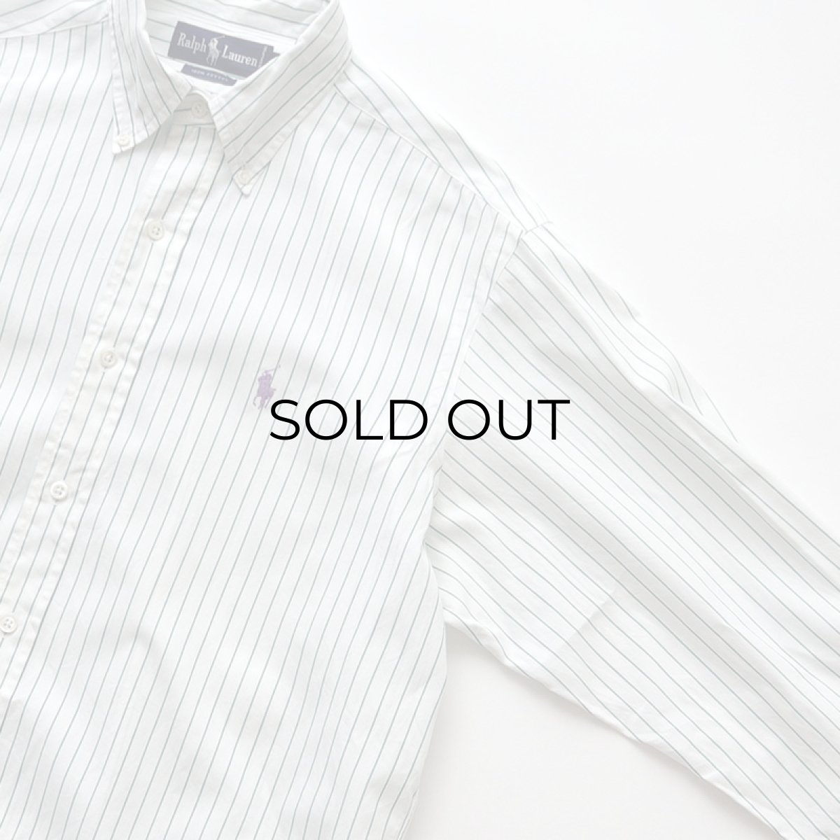 画像3: 90's Ralph Lauren COTTON BROAD STRIPE B/D SHIRT (3)