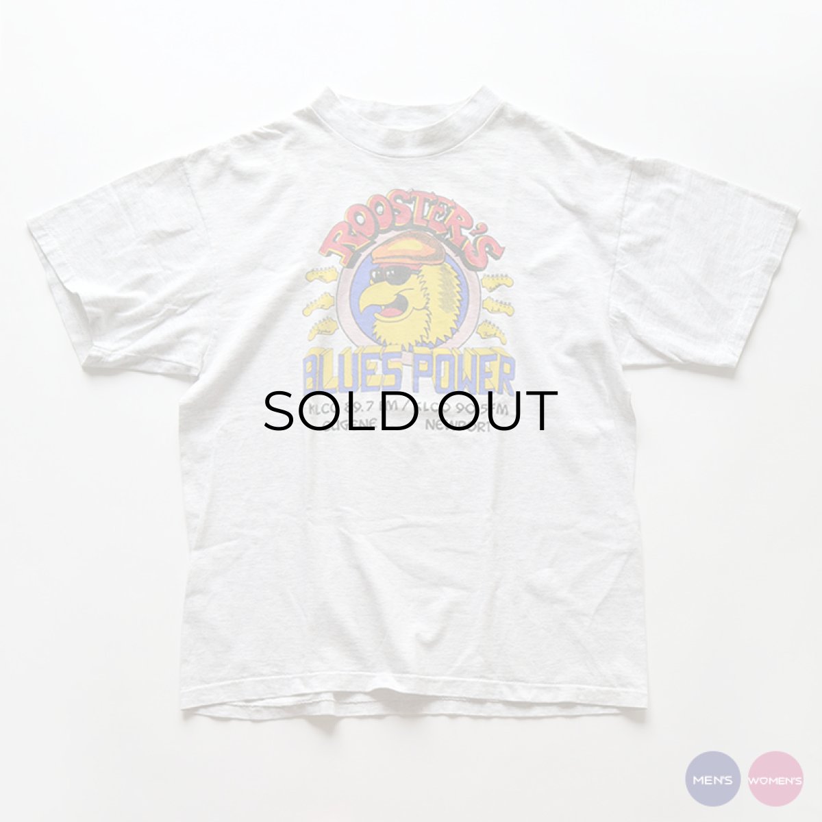 画像1: 〜90's ONEITA COTTON PRINT S/S TEE "ROOSTER'S BLUES POWER" "MADE IN USA" (1)