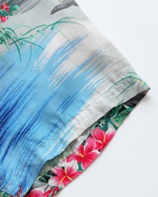 画像8: 50's POLYNESIAN Sportswear CREPE ALL OVER PATTERN S/S LOOP COLLAR HAWAIIAN SHIRT "MINT CONDITION" (8)
