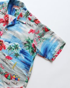 画像3: 50's POLYNESIAN Sportswear CREPE ALL OVER PATTERN S/S LOOP COLLAR HAWAIIAN SHIRT "MINT CONDITION" (3)