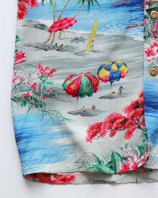 画像4: 50's POLYNESIAN Sportswear CREPE ALL OVER PATTERN S/S LOOP COLLAR HAWAIIAN SHIRT "MINT CONDITION" (4)