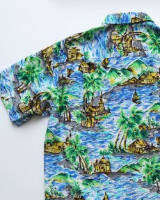 画像5: 60's UNKNOWN BRAND RAYON ALL OVER PATTERN S/S LOOP COLLAR HAWAIIAN SHIRT "MADE IN JAPAN" "MINT CONDITION" (5)
