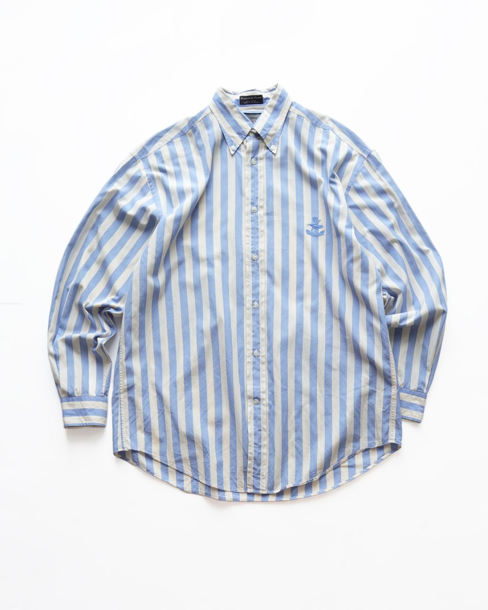 画像1: FACONNABLE COTTON WIDE STRIPE B/D SHIRT (1)