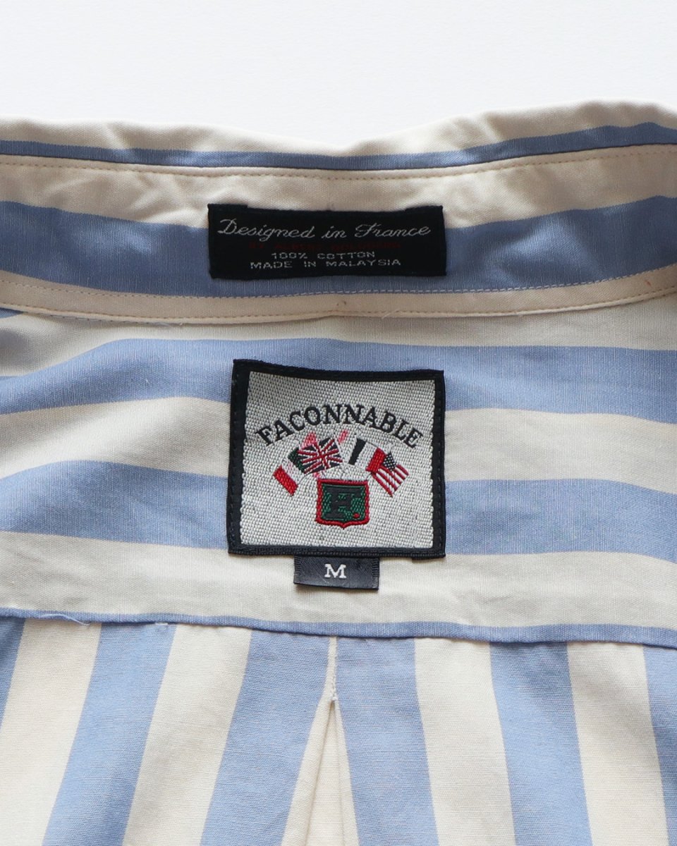 画像6: FACONNABLE COTTON WIDE STRIPE B/D SHIRT (6)