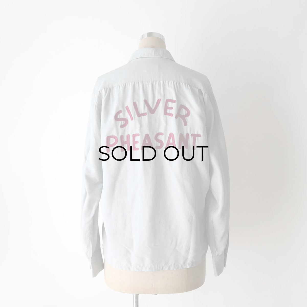 画像14: 〜50's Hampton RAYON BACK EMBROIDERED LOOP COLLAR BOX SHIRT "SILVER PHEASANT" (14)