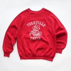 画像1: 80's sportswear PRINT CREW NECK SWEAT "YORKVILLE FOXEES" "MADE IN USA" (1)