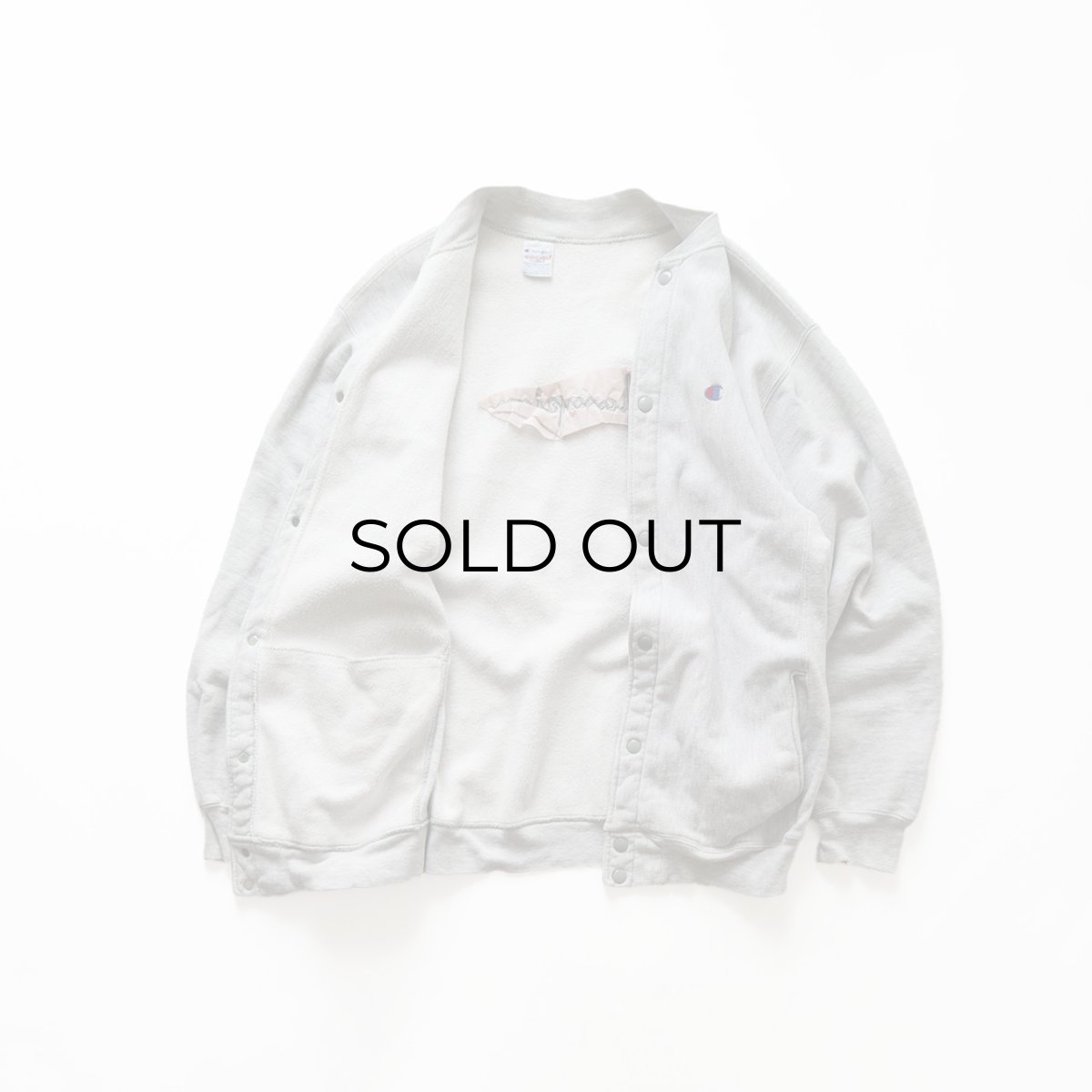 画像2: 90's Champion "REVERSE WEAVE" BACK EMBROIDERED SWEAT SNAP CARDIGAN "Champion" "MADE IN USA" (2)