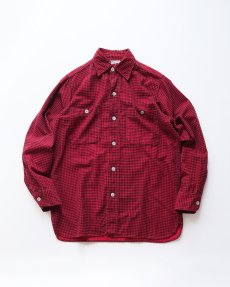 画像1: 50's SunValley COTTON PRINT HOUNDSTOOTH CHECK FLANNEL WORK SHIRT (1)