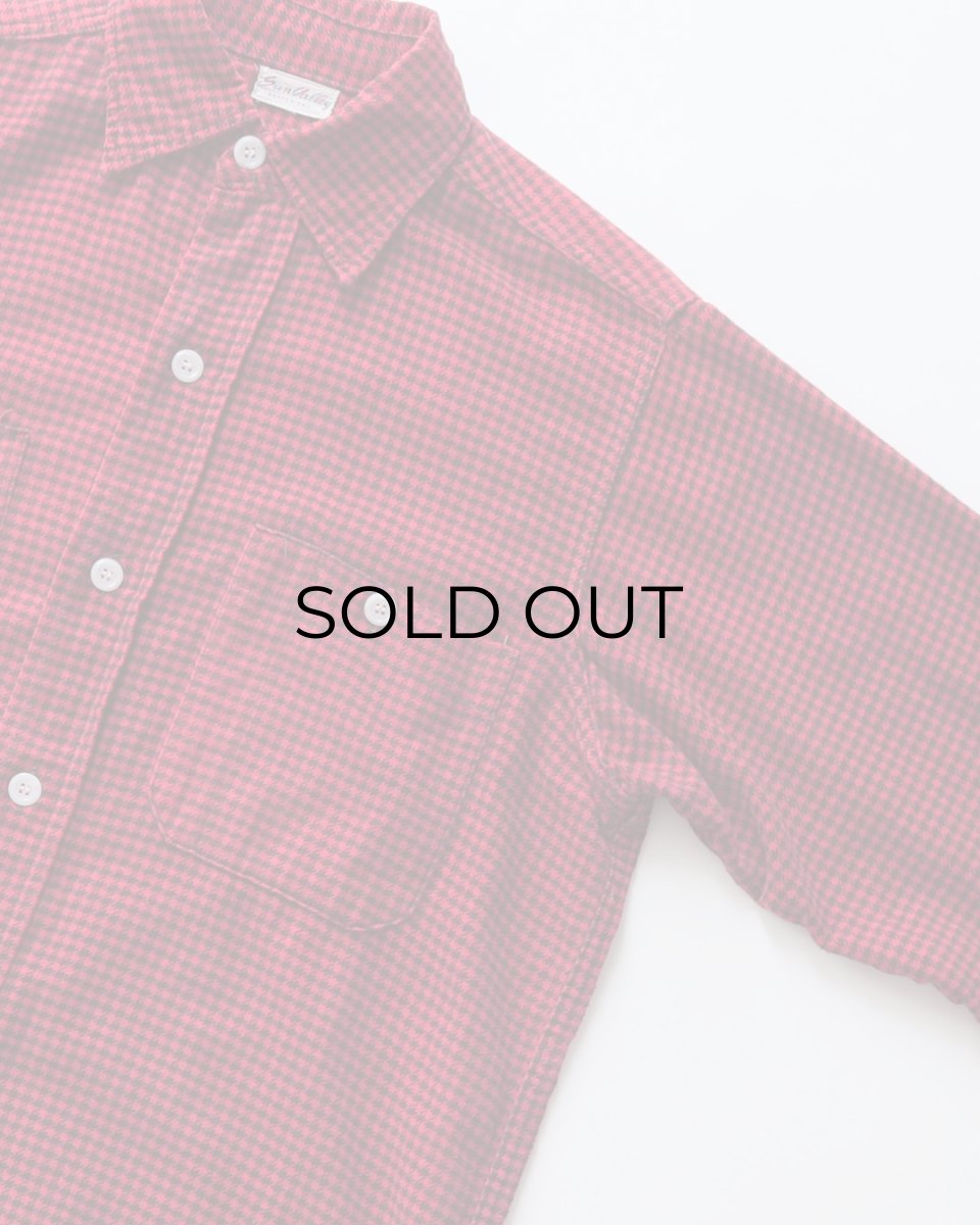 画像3: 50's SunValley COTTON PRINT HOUNDSTOOTH CHECK FLANNEL WORK SHIRT (3)