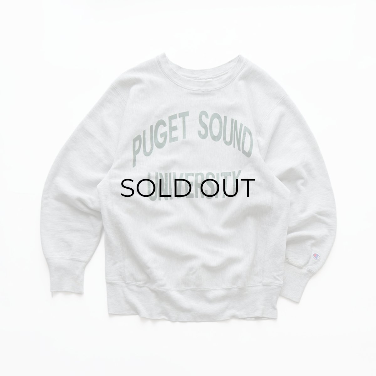 画像1: 90's Champion "REVERSE WEAVE" PRINT CREW NECK SWEAT "PUGET SOUND UNIVERSITY" "MADE IN USA" (1)