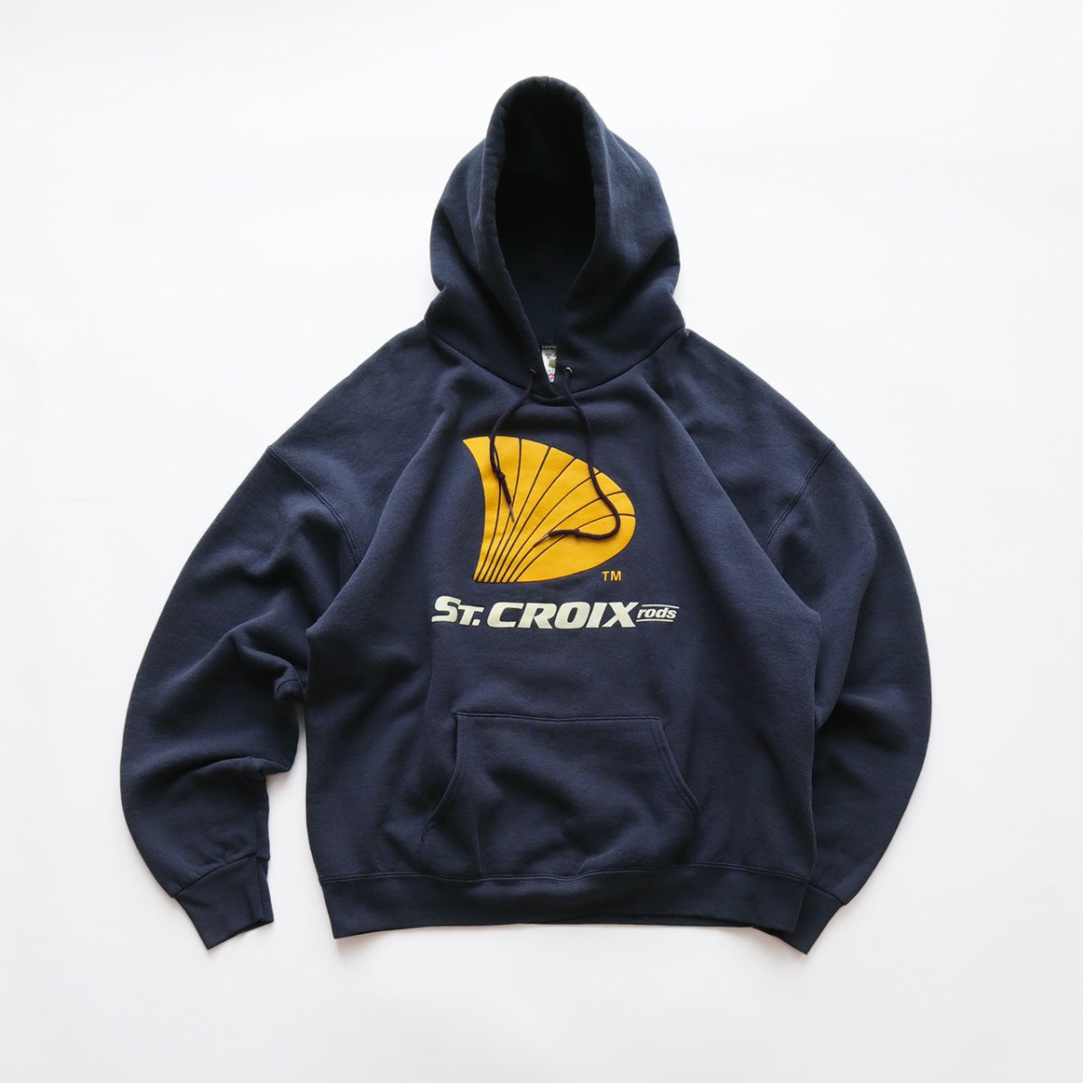 画像1: 90's FRUIT OF THE LOOM PRINT SWEAT PULLOVER PARKA "ST. CROIX" "MADE IN USA" (1)