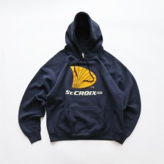 画像1: 90's FRUIT OF THE LOOM PRINT SWEAT PULLOVER PARKA "ST. CROIX" "MADE IN USA" (1)