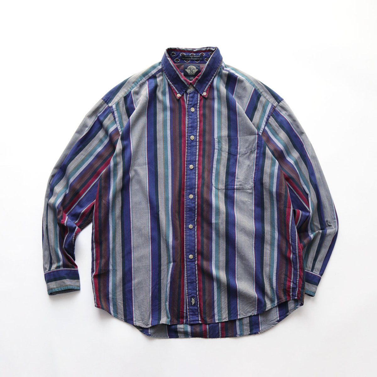 画像1: 80's DOCKERS COTTON RANDOM STRIPE B/D SHIRT (1)