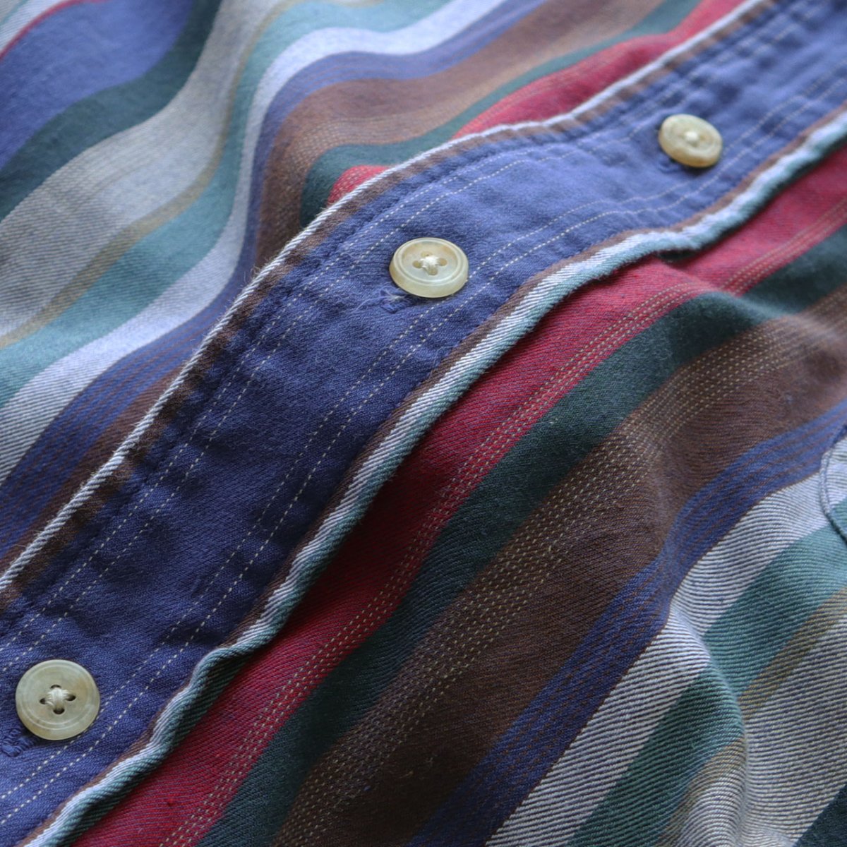 画像7: 80's DOCKERS COTTON RANDOM STRIPE B/D SHIRT (7)