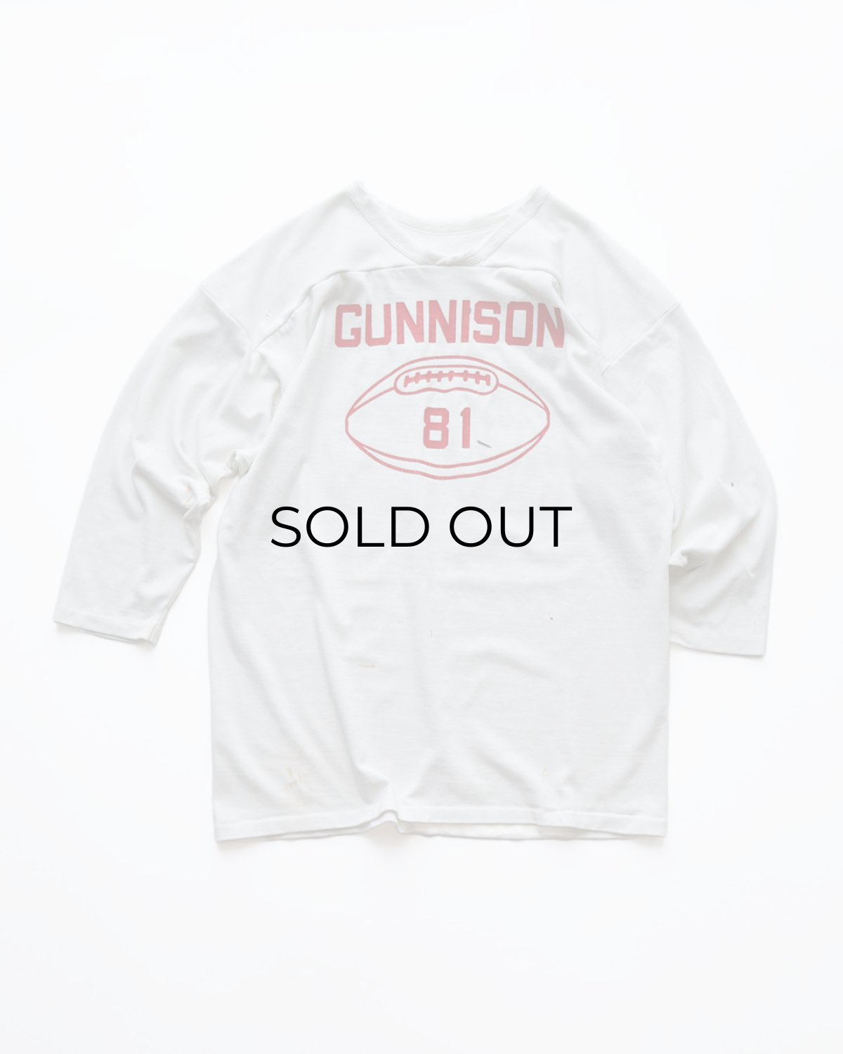 画像1: 80's RUSSELL W-PRINT CROPPED SLEEVE V NECK FOOTBALL TEE "GUNNISON" (1)