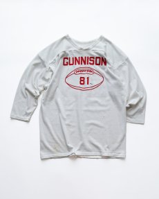 画像1: 80's RUSSELL W-PRINT CROPPED SLEEVE V NECK FOOTBALL TEE "GUNNISON" (1)