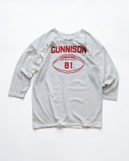 画像1: 80's RUSSELL W-PRINT CROPPED SLEEVE V NECK FOOTBALL TEE "GUNNISON" (1)