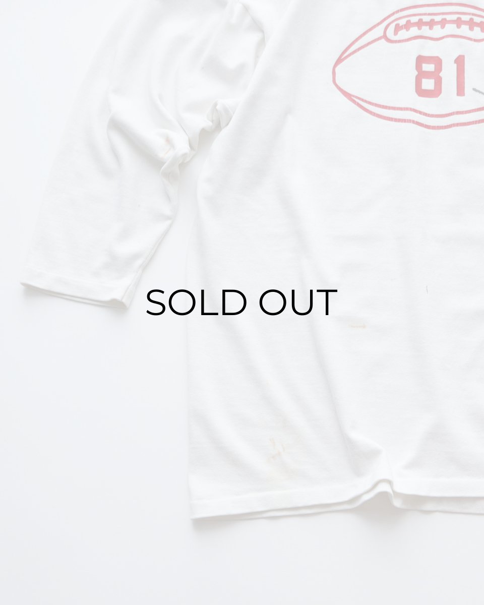 画像4: 80's RUSSELL W-PRINT CROPPED SLEEVE V NECK FOOTBALL TEE "GUNNISON" (4)