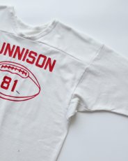 画像3: 80's RUSSELL W-PRINT CROPPED SLEEVE V NECK FOOTBALL TEE "GUNNISON" (3)