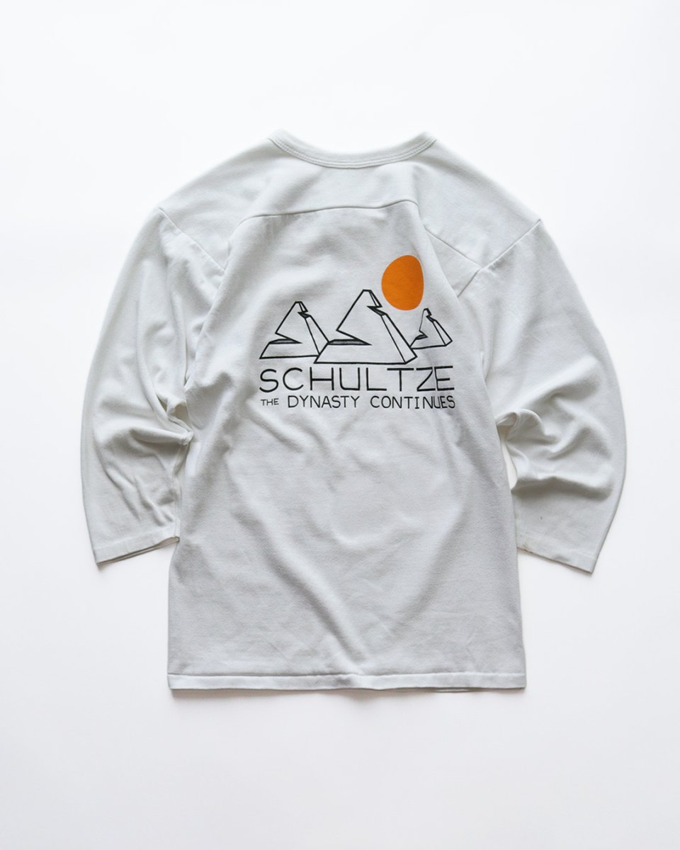 画像2: 80's RUSSELL W-PRINT CROPPED SLEEVE V NECK FOOTBALL TEE "SCHULTZE" (2)