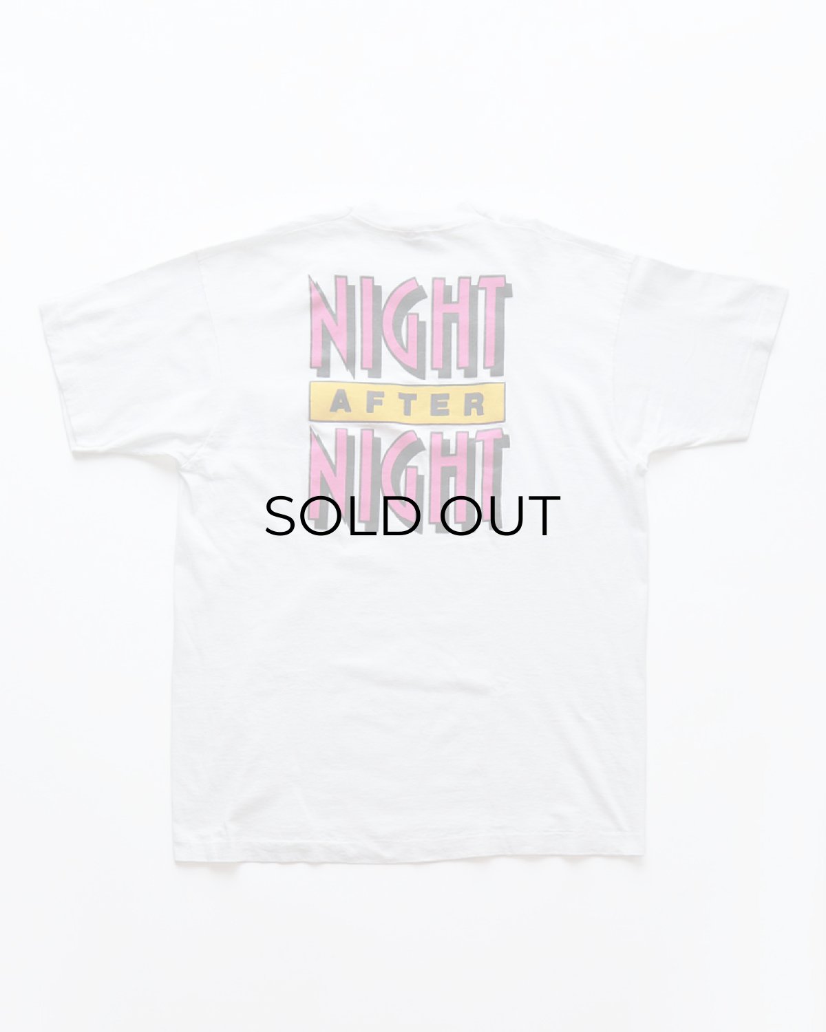 画像1: 90's FRUIT OF THE LOOM COTTON W-PRINT S/S POCKET TEE "NIGHT AFTER NIGHT" "MADE IN USA" (1)