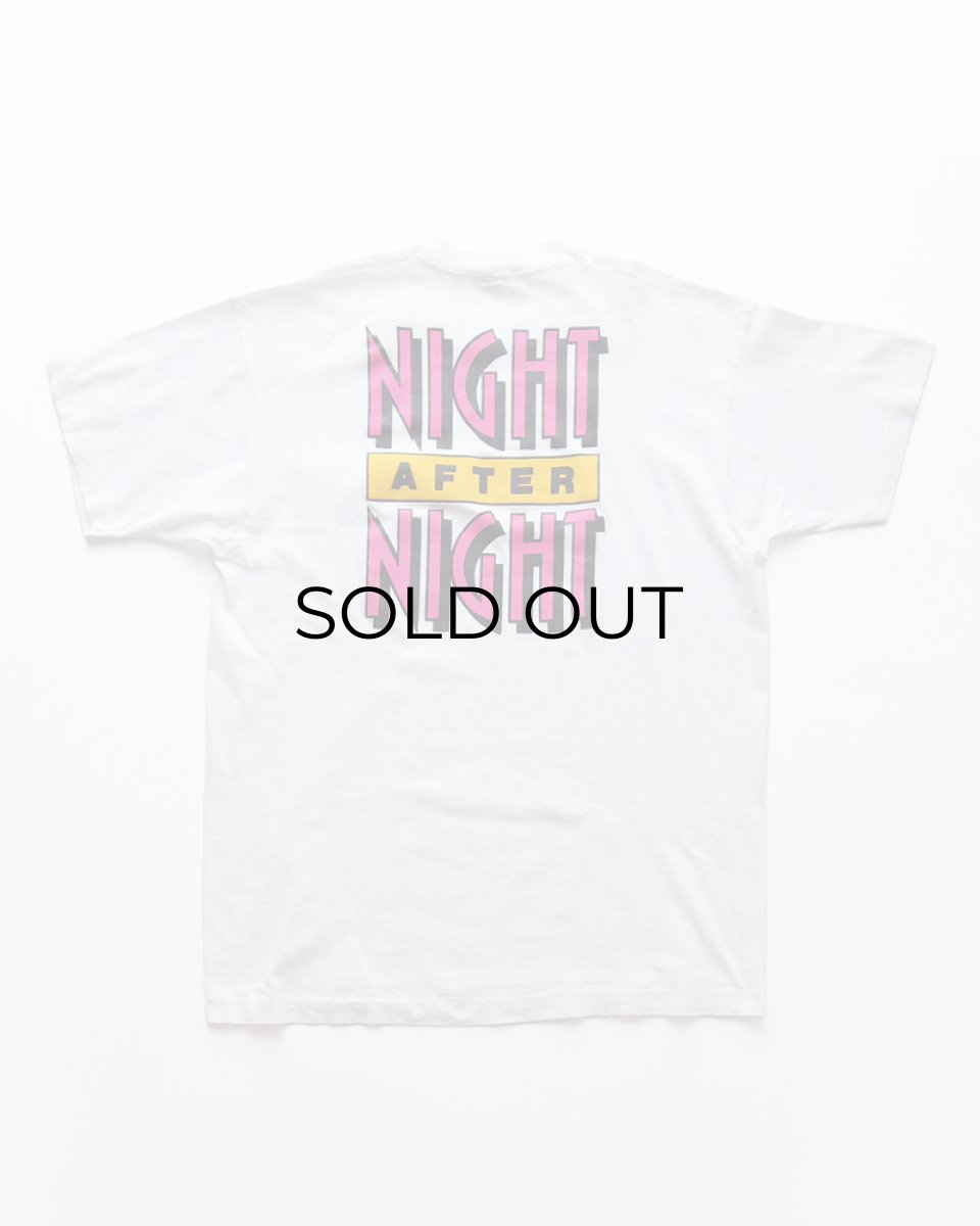 画像1: 90's FRUIT OF THE LOOM COTTON W-PRINT S/S POCKET TEE "NIGHT AFTER NIGHT" "MADE IN USA" (1)