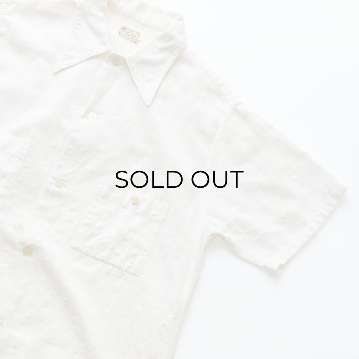 画像4: 40's Lion SPORTSWEAR COTTON WOVEN CHECK SEERSUCKER S/S OPEN COLLAR BOX SHIRT (4)