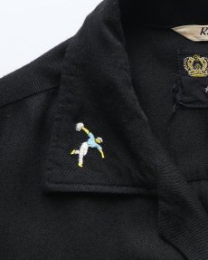 画像8: 〜60's King Louie BLACK RAYON BACK EMBROIDERED S/S LOOP COLLAR BOWLING SHIRT "HARDWARE INSURANCE MUTUALS" (8)