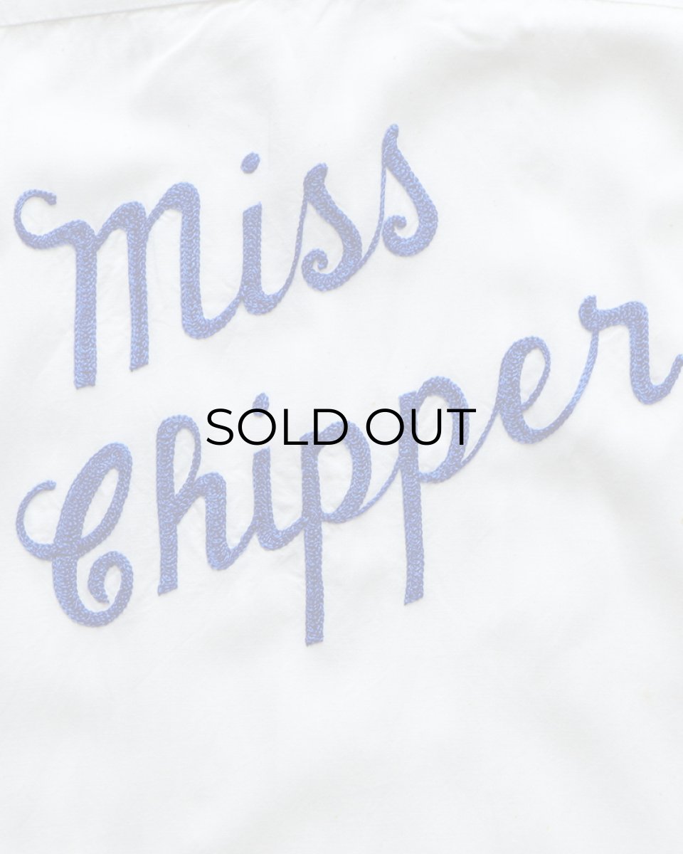 画像5: 〜60's 301 WHITE RAYON BACK EMBROIDERED S/S LOOP COLLAR BOWLING SHIRT "Miss Chipper" (5)