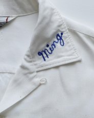 画像6: 〜60's 301 WHITE RAYON BACK EMBROIDERED S/S LOOP COLLAR BOWLING SHIRT "Miss Chipper" (6)