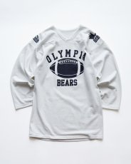 画像1: 80's RUSSELL W-PRINT CROPPED SLEEVE V NECK FOOTBALL TEE "OLYMPIA BEARS" "MADE IN USA" (1)