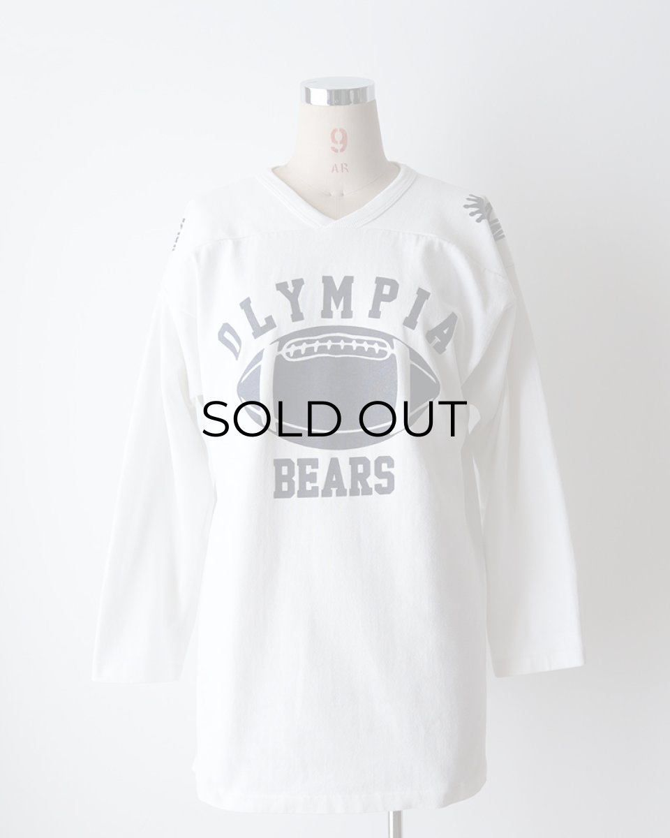 画像16: 80's RUSSELL W-PRINT CROPPED SLEEVE V NECK FOOTBALL TEE "OLYMPIA BEARS" "MADE IN USA" (16)