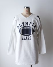 画像16: 80's RUSSELL W-PRINT CROPPED SLEEVE V NECK FOOTBALL TEE "OLYMPIA BEARS" "MADE IN USA" (16)
