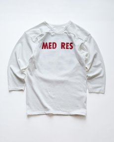 画像1: 〜80's RUSSELL W-PRINT CROPPED SLEEVE V NECK FOOTBALL TEE "MED RES" "MADE IN USA" (1)