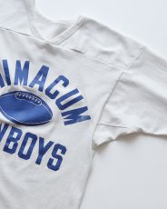 画像3: 〜80's UNKNOWN BRAND W-PRINT CROPPED SLEEVE V NECK FOOTBALL TEE "CHIMACUM COWBOYS" (3)
