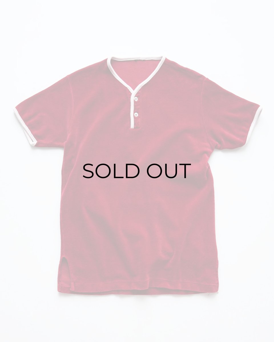 画像1: 〜70's UNKNOWN BRAND VELOUR S/S HENLEY NECK TOP (1)