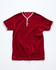 画像1: 〜70's UNKNOWN BRAND VELOUR S/S HENLEY NECK TOP (1)