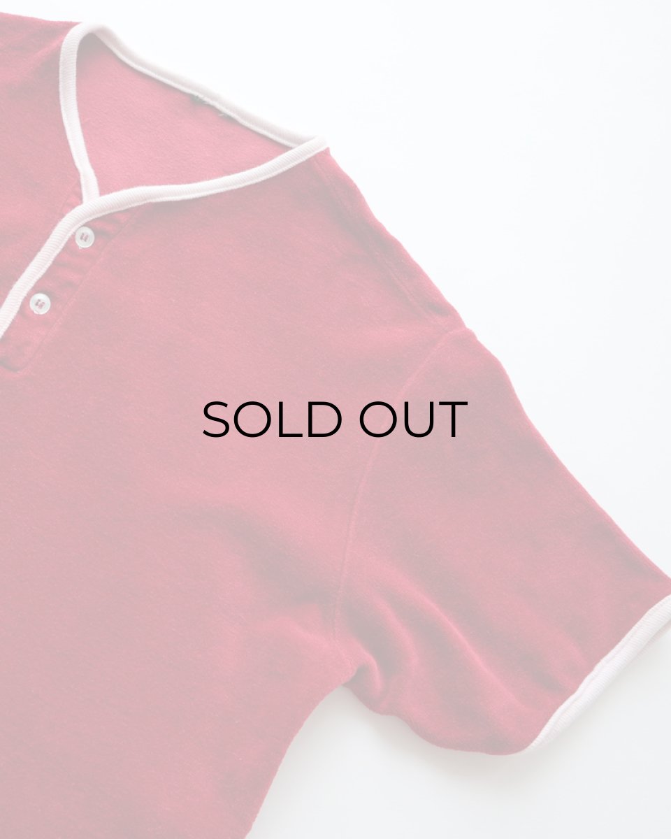 画像4: 〜70's UNKNOWN BRAND VELOUR S/S HENLEY NECK TOP (4)